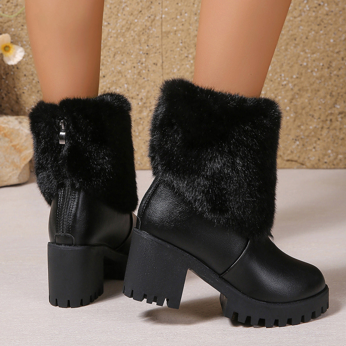 Fashion Winter Snow Boots with Thick Fleece Lining