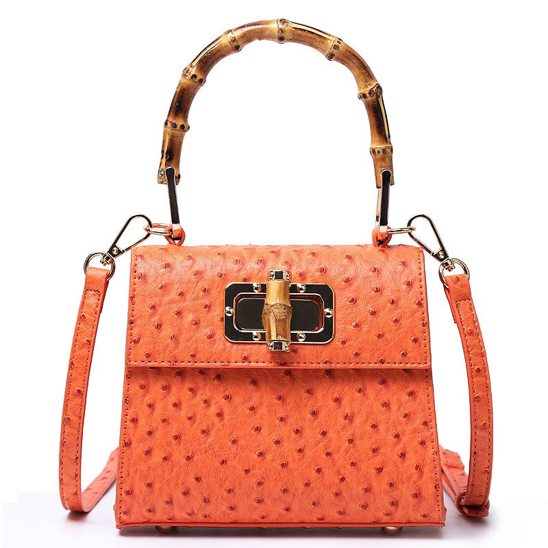 Ostrich Pattern Buckle Crossbody Bag