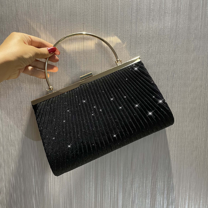 Pleated Satin Evening Clutch
