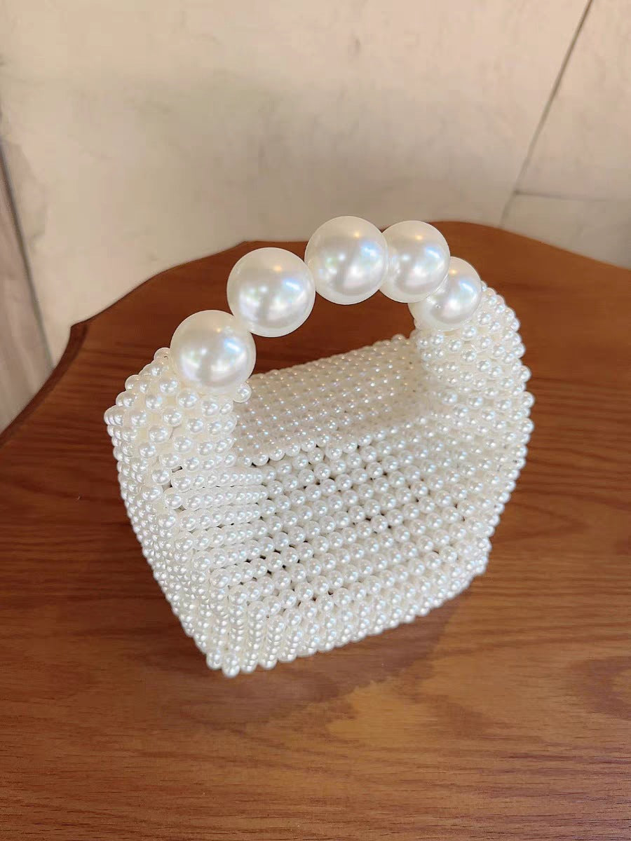 Pearl Beaded Acrylic Stone Bucket Bag