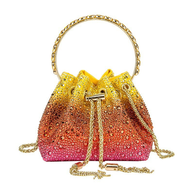 Crystal Drawstring Bucket Bag