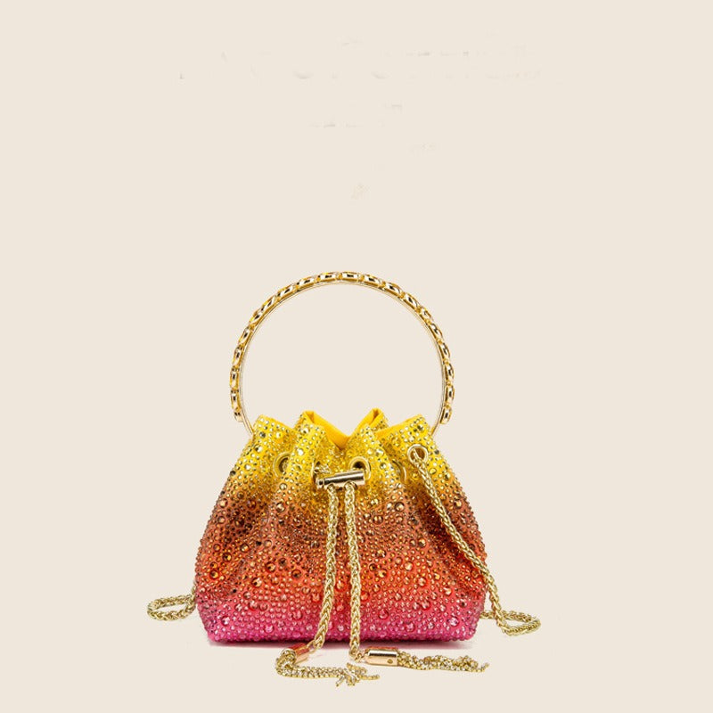 Crystal Drawstring Bucket Bag