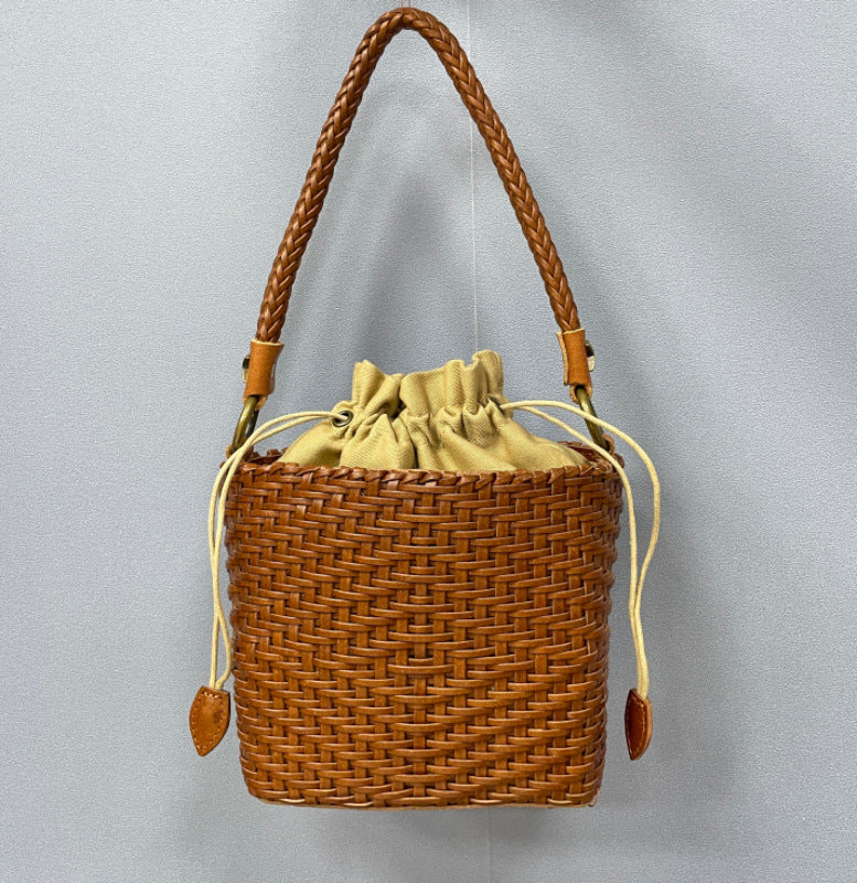 Handwoven Leather Small Square Bag