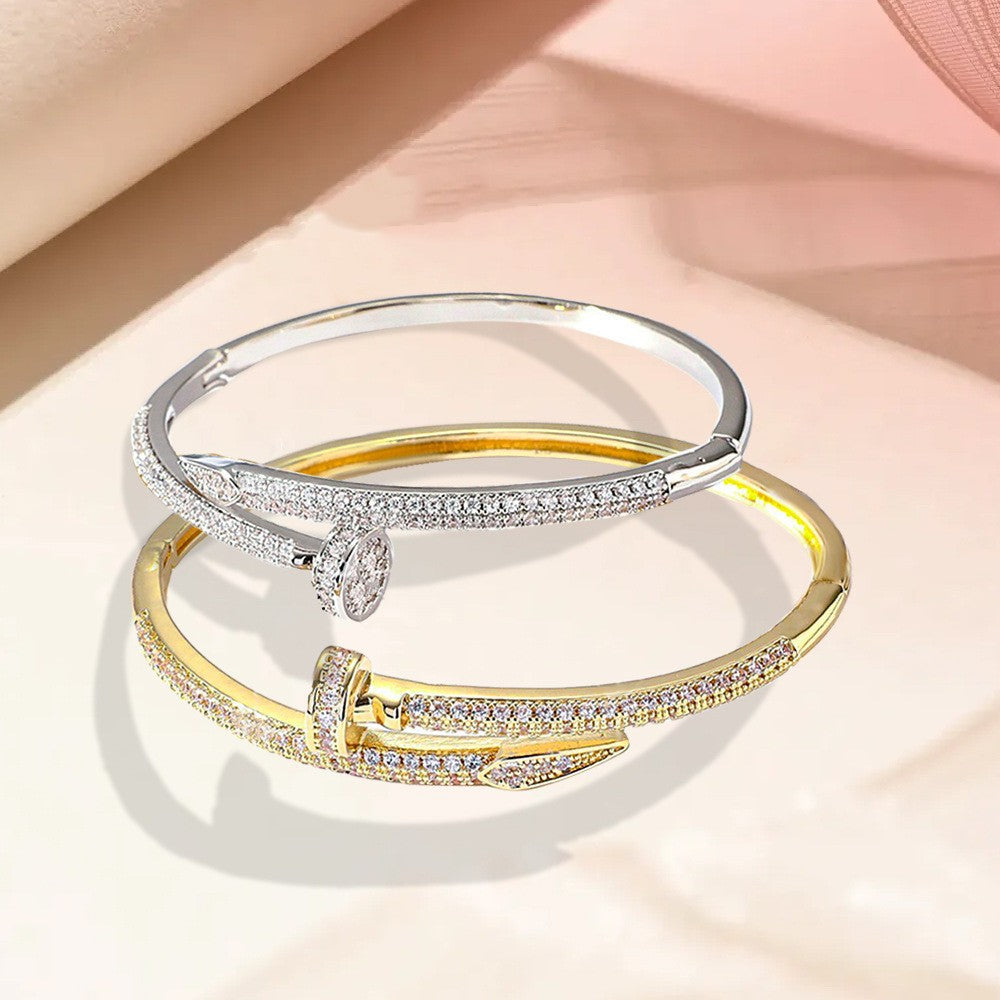 Rhinestone 18K Rose Gold Couple Bracelet