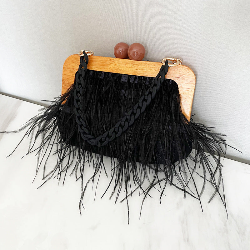 Fluffy Acrylic Chain Underarm Shoulder Bag