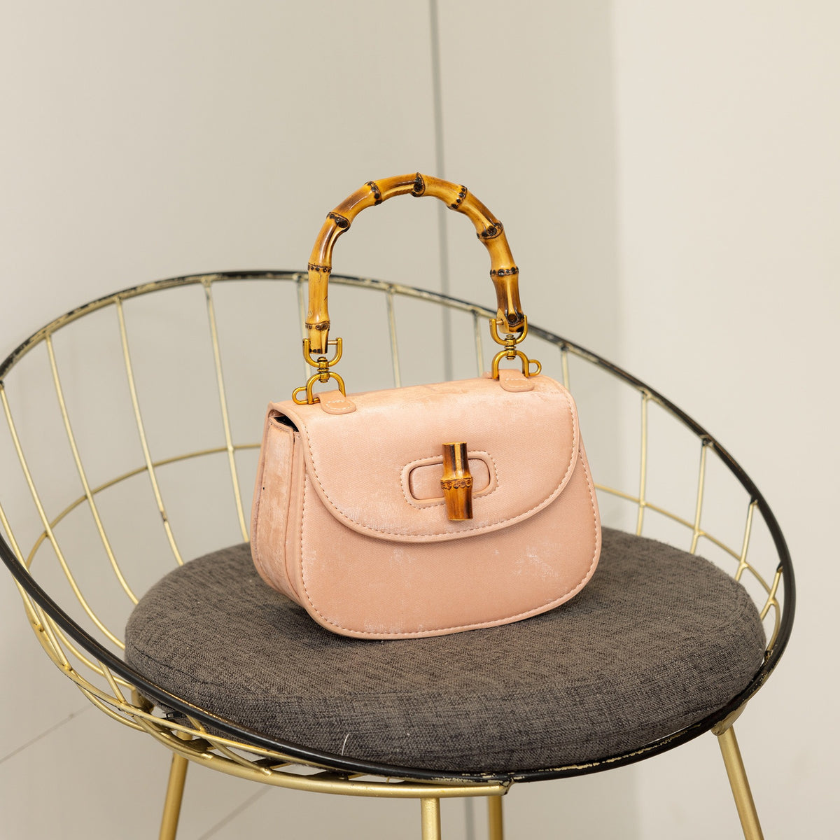 Bamboo Handle Saddle Crossbody Bag