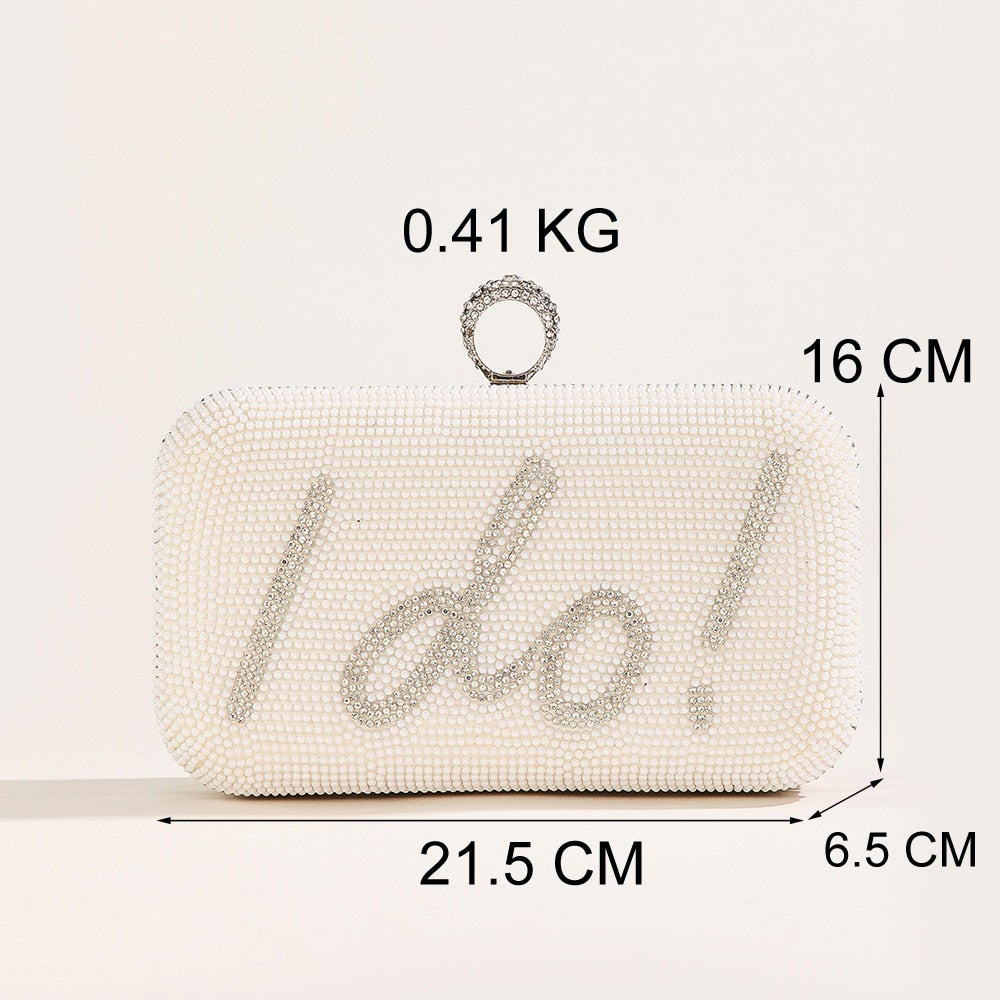 "I Do" Pearl Beaded Bridal Clutch