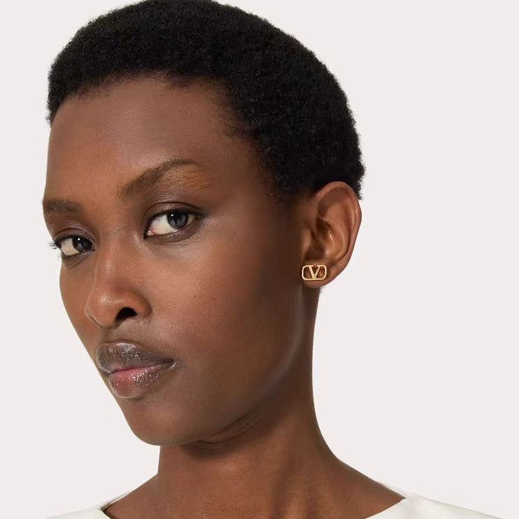Sterling Silver V-Shape Stud Earrings