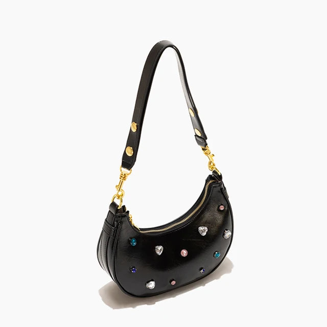 Half Moon Vintage Leather Hobo Bag