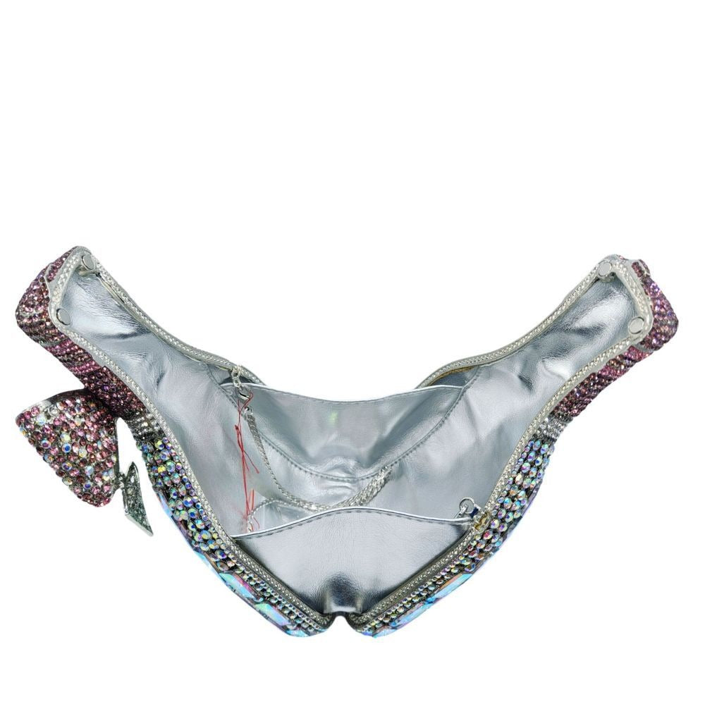 Champagne Bow Wine Bottle Crystal Clutch