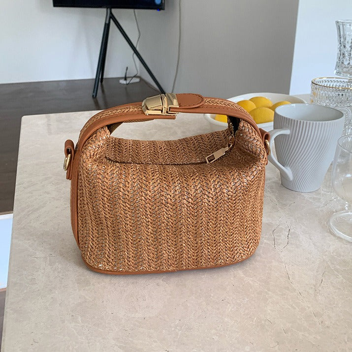 Floral Embroidered Straw Beach Bag