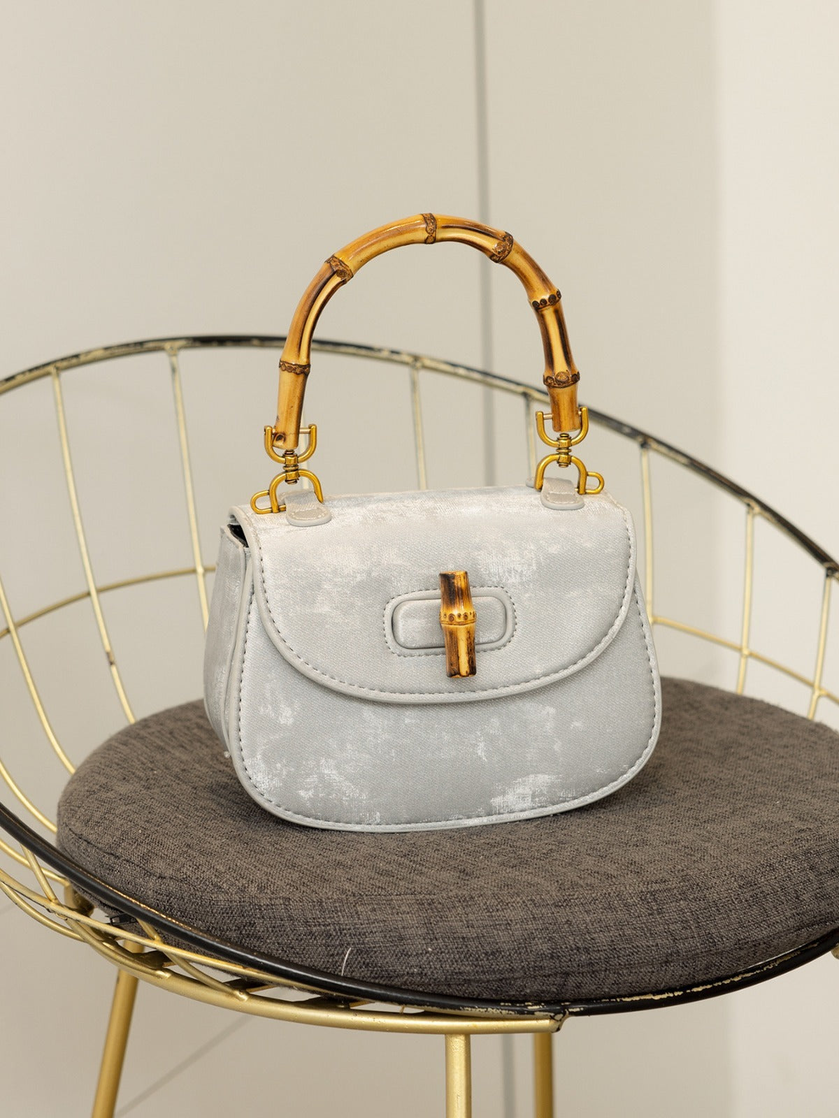 Bamboo Handle Saddle Crossbody Bag