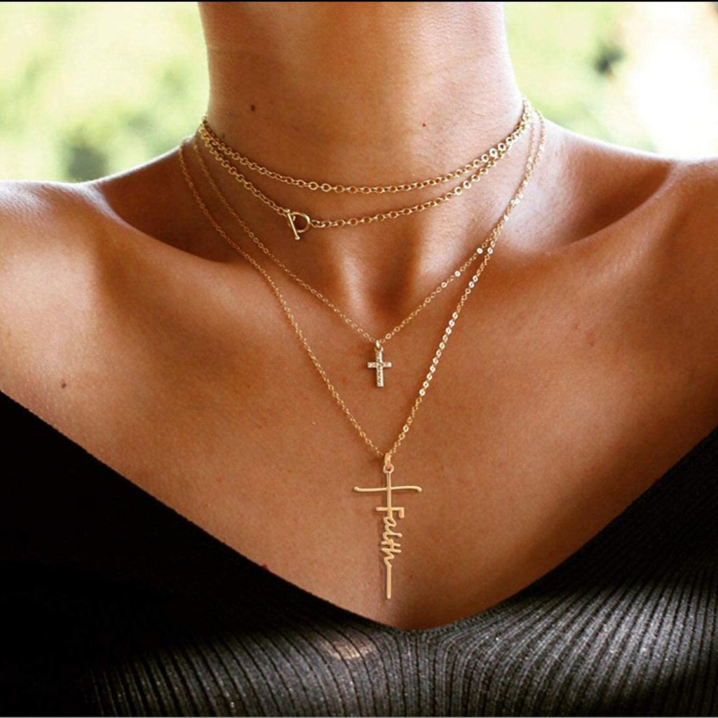Faith Letter Pendant Choker Necklace