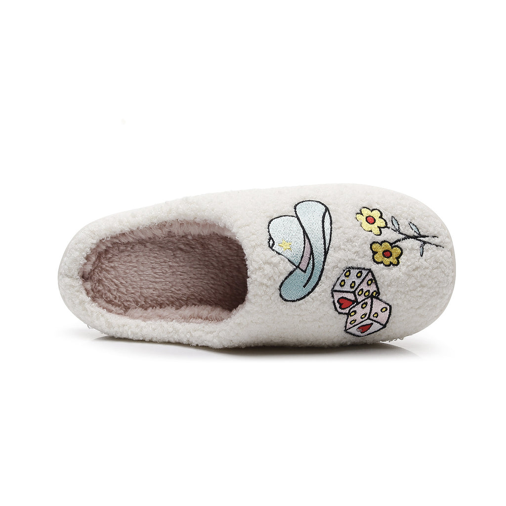 Western Denim Faux Fur Slippers