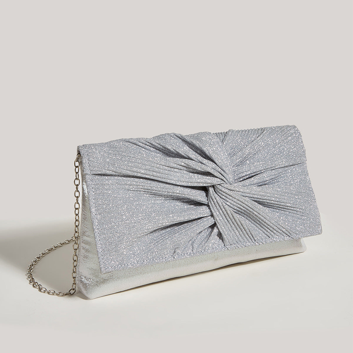 Plissé Satin Clutch