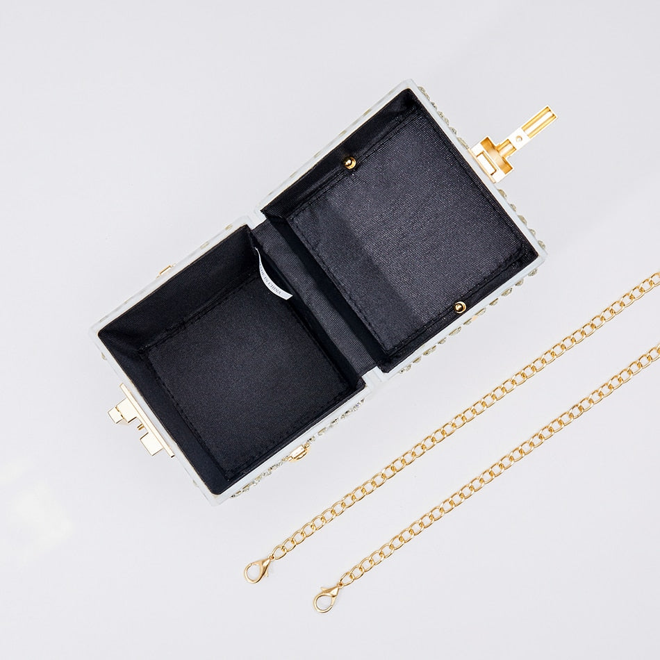 Pearl Rhinestone Acrylic Clutch