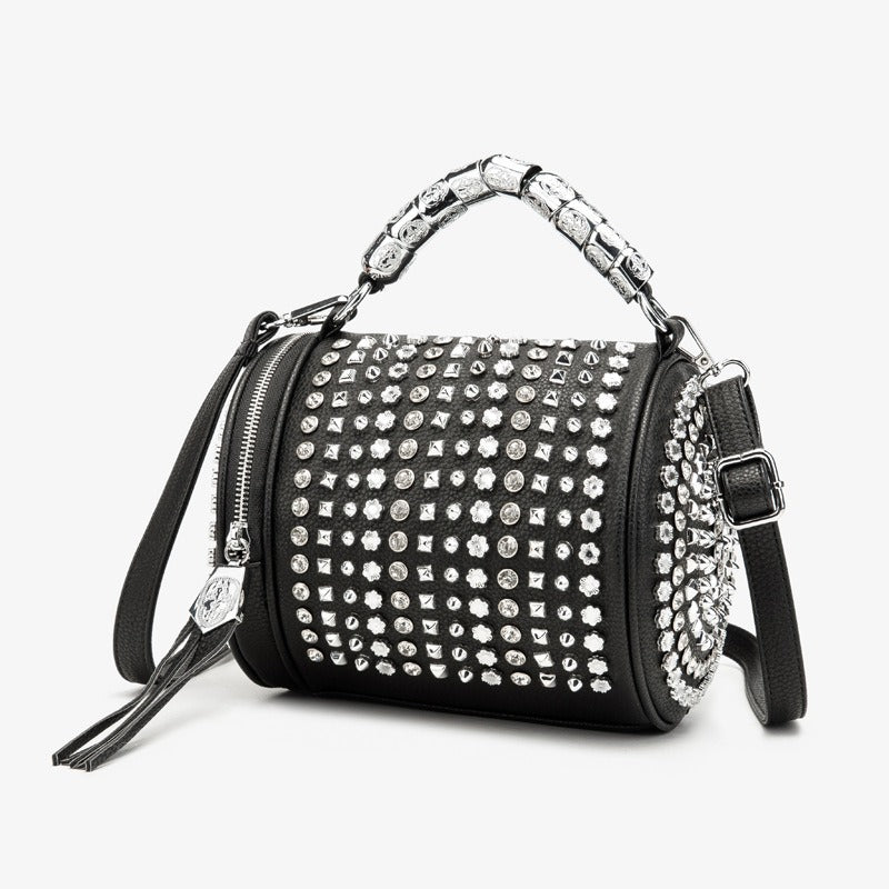 Handmade Rhinestone Cylinder Bag