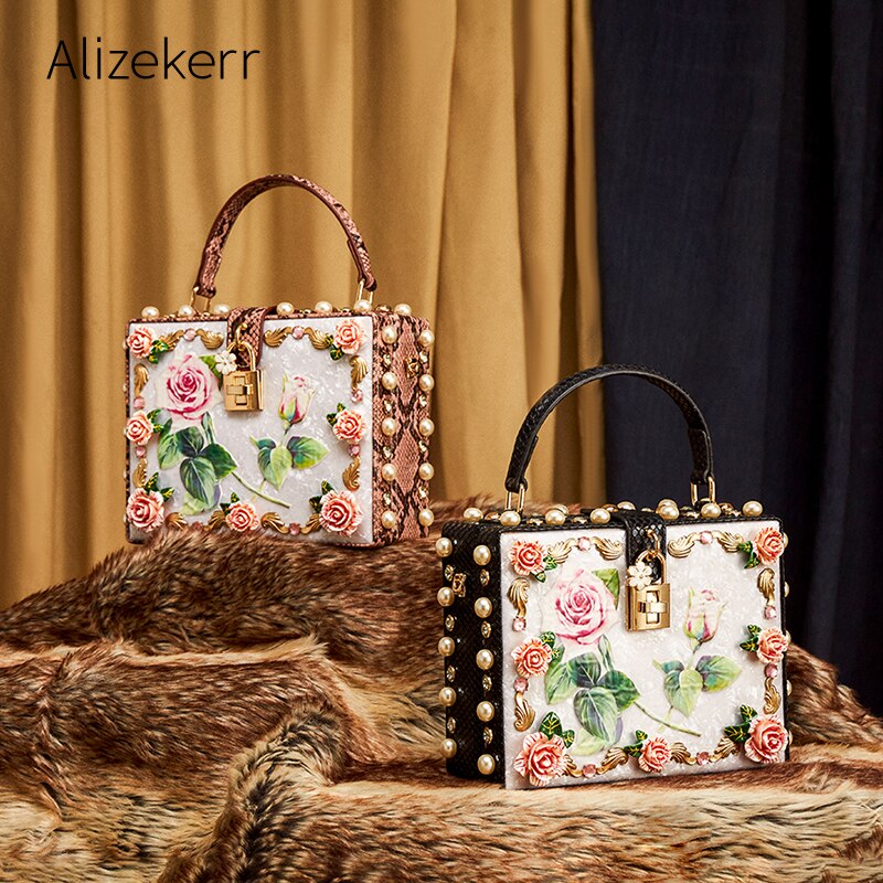 Snakeskin Floral Evening Bag