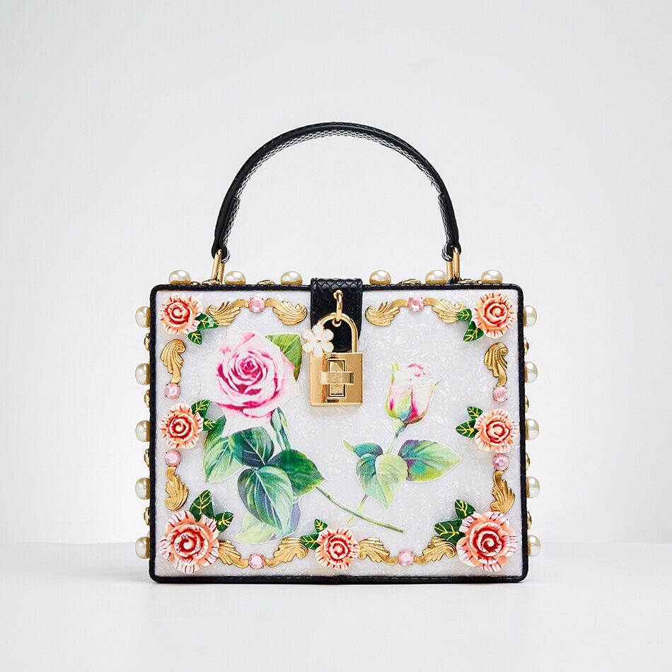 Snakeskin Floral Evening Bag