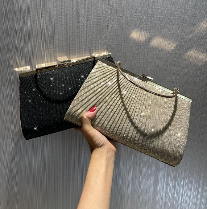 Pleated Satin Evening Clutch