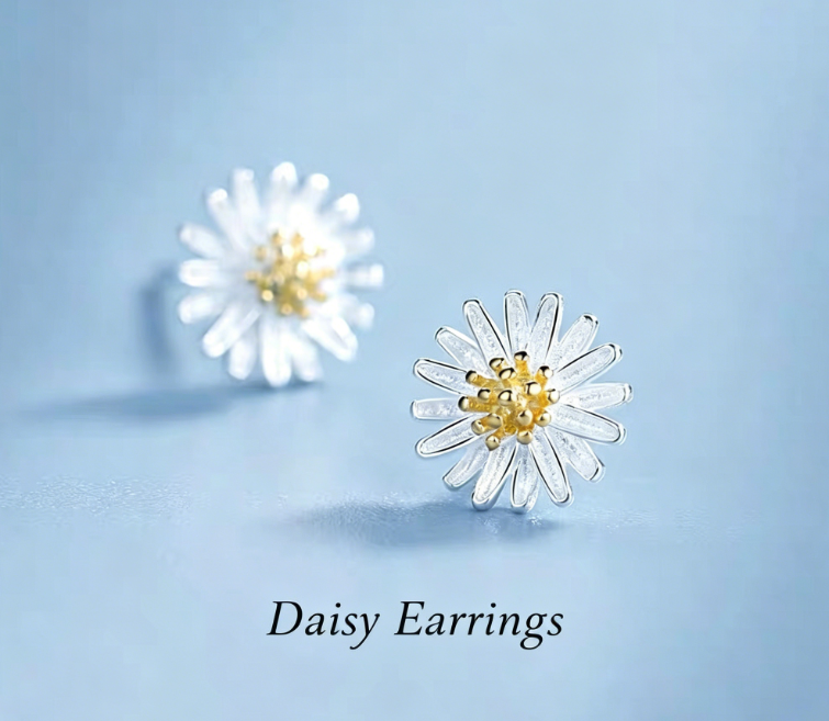 S925 Sterling Silver Daisy Stud Earrings