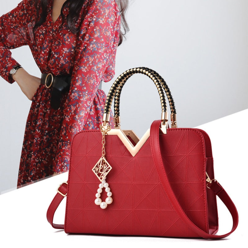 Embroidered Top-Handle Bag