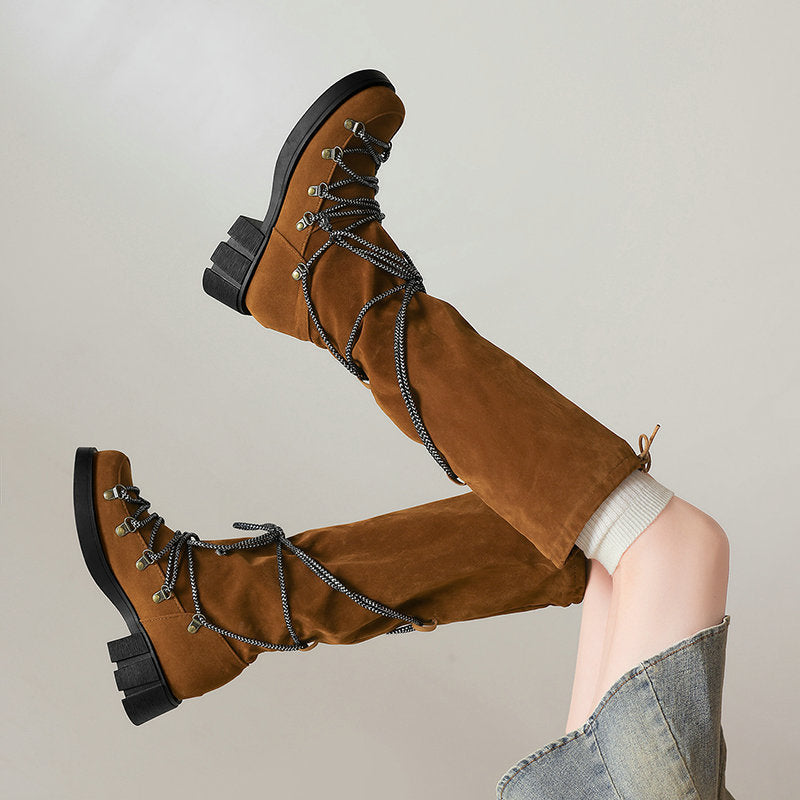 Belted Square Heel Slimming Over-the-Knee Boots