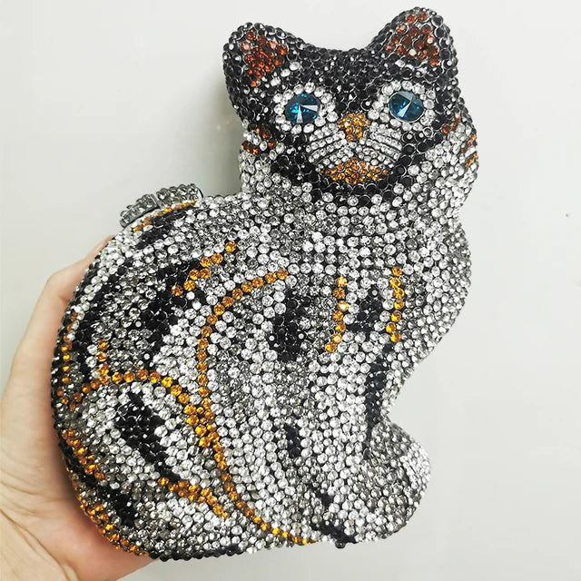 Crystal Cat Shape Rhinestone Clutch
