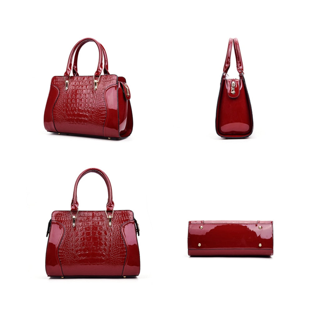 Croc-Embossed Shoulder Bag