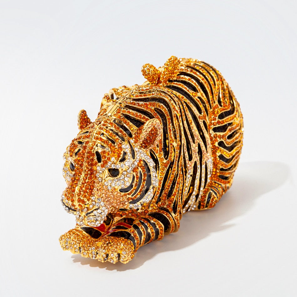 Tiger Rhinestone Clutch