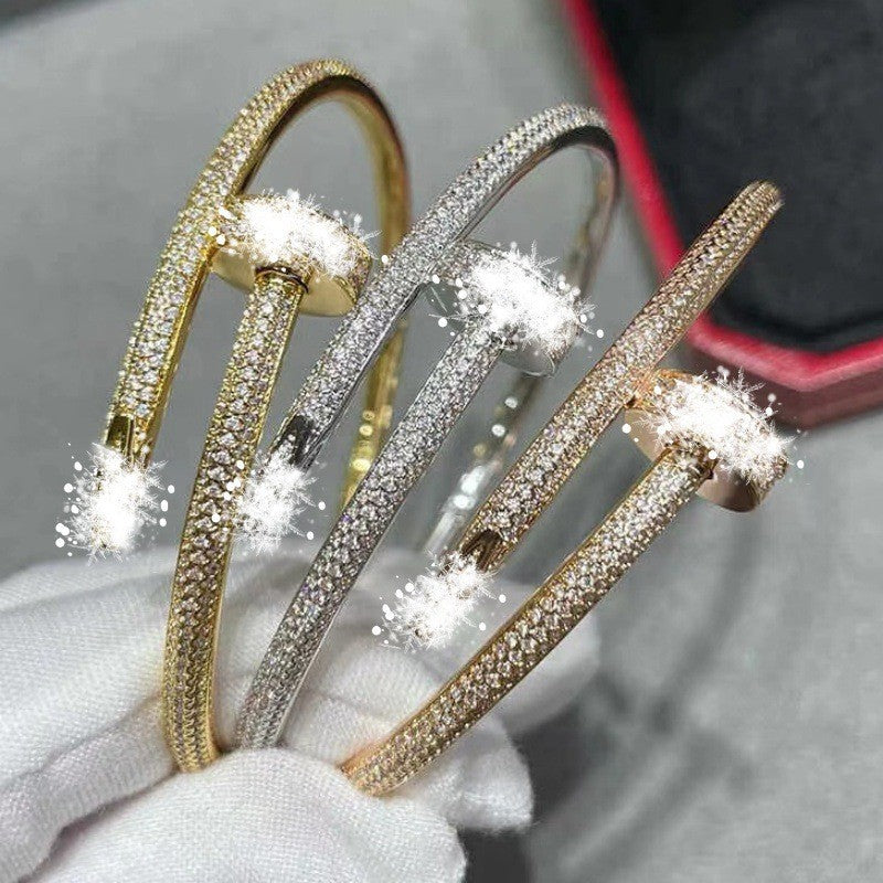 Rhinestone 18K Rose Gold Couple Bracelet