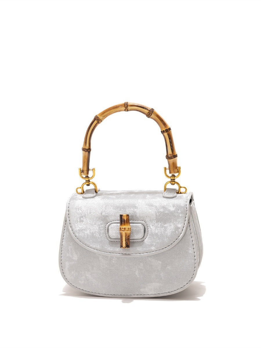 Bamboo Handle Saddle Crossbody Bag