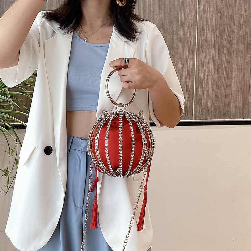 Diamond Pearl Flower Evening Bag