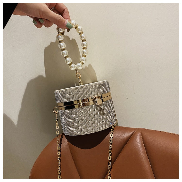 Diamond Pearl Round Clutch