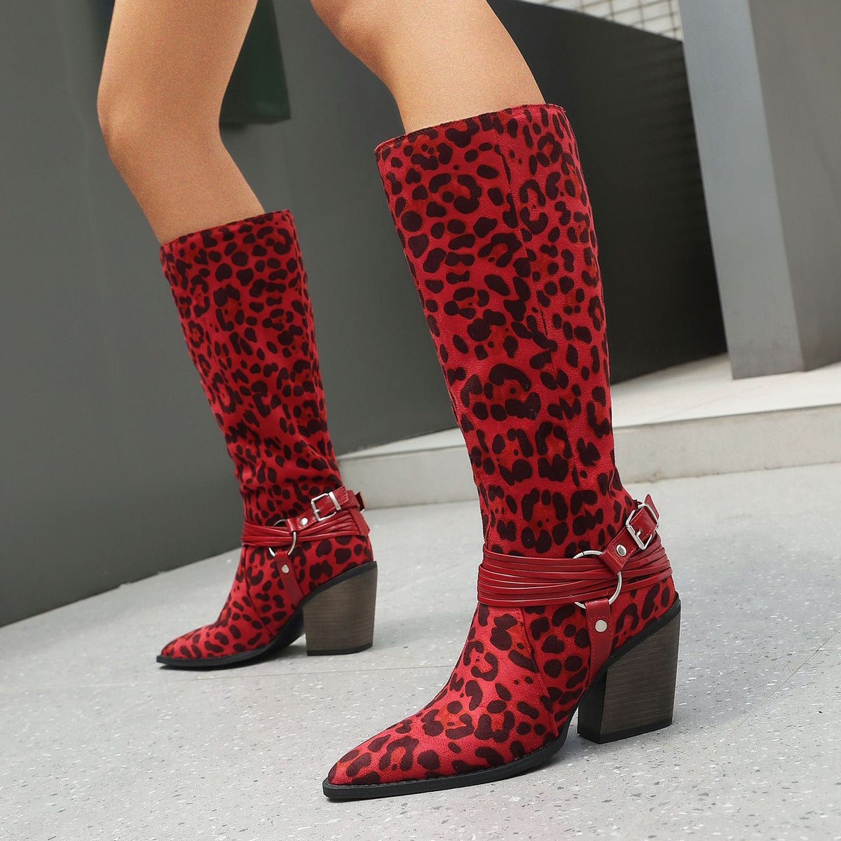 Western Pointed Toe Over-the-Knee Boots