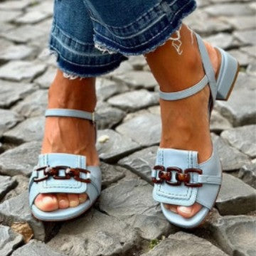 Square Heel Buckle Strap Open Toe Sandals