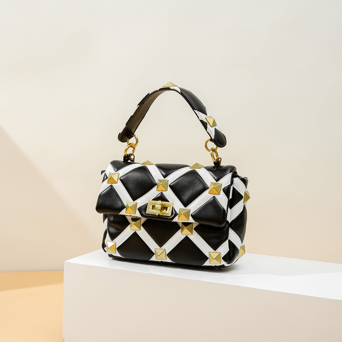 Plaid Structured Shoulder Bag