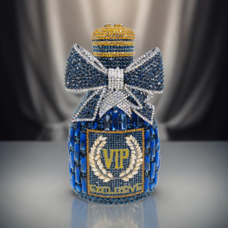 Champagne Bow Wine Bottle Crystal Clutch
