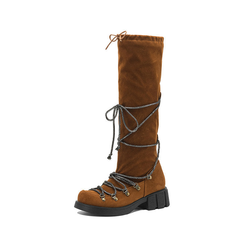 Belted Square Heel Slimming Over-the-Knee Boots