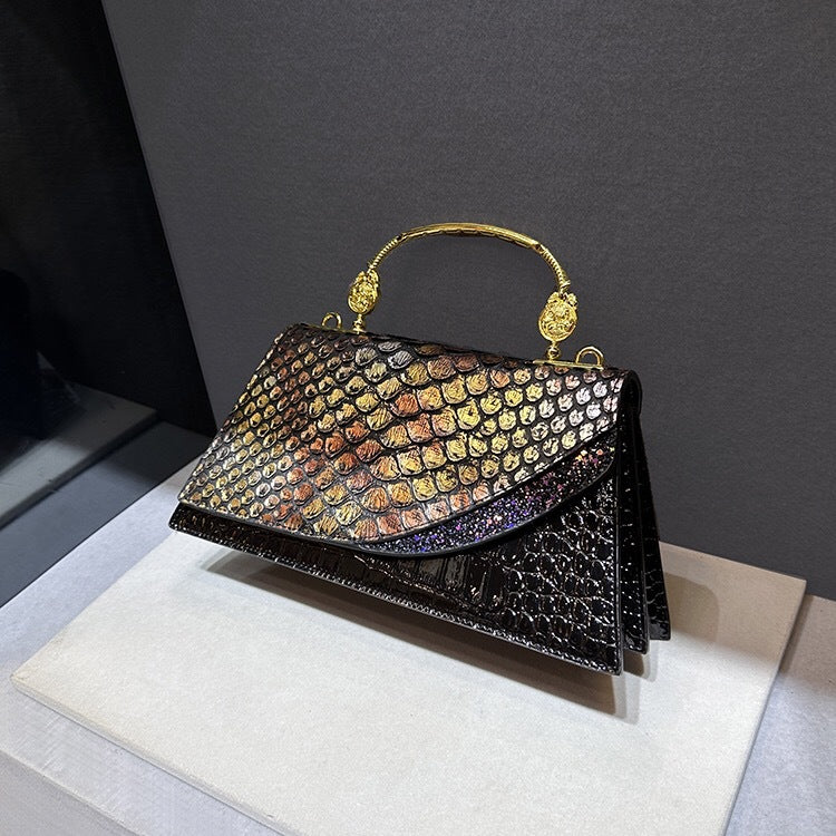 Snakeskin Trapezoid Shoulder Bag
