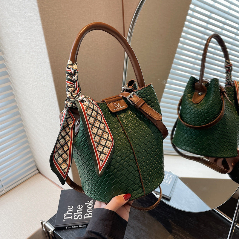 Woven Bucket Shoulder Bag