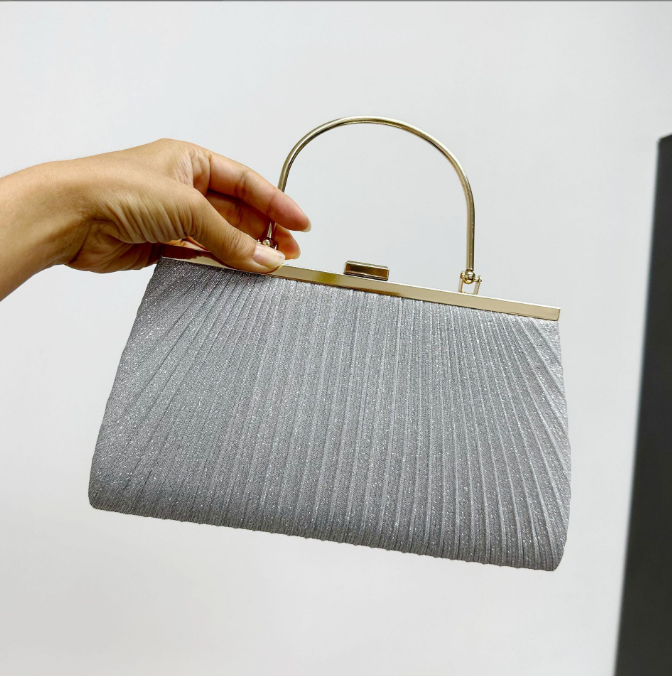Pleated Satin Evening Clutch