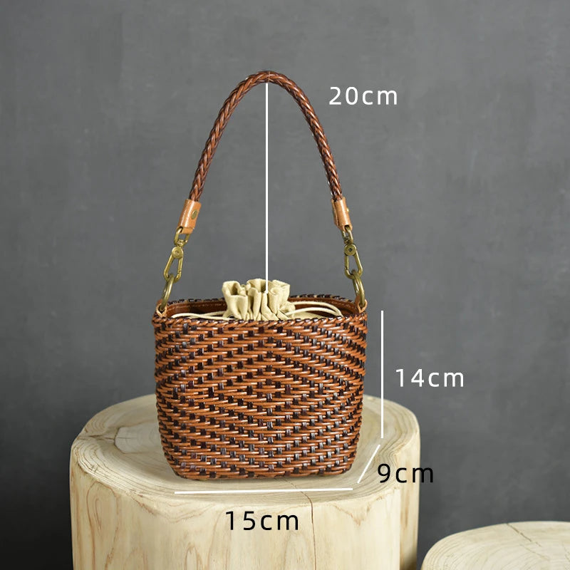 Handwoven Leather Small Square Bag