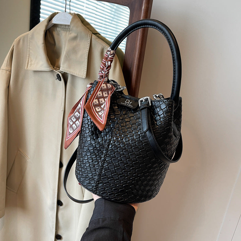 Woven Bucket Shoulder Bag
