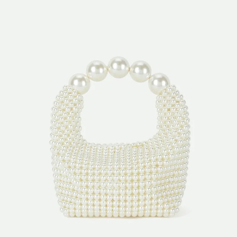 Pearl Beaded Acrylic Stone Bucket Bag