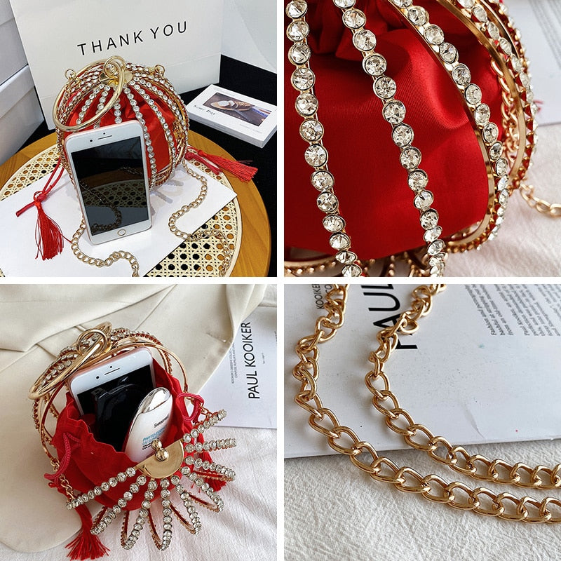 Diamond Pearl Flower Evening Bag