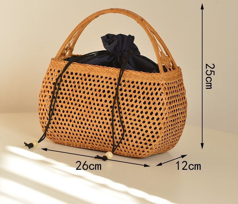 Nordic Woven Rattan Picnic Basket Bag