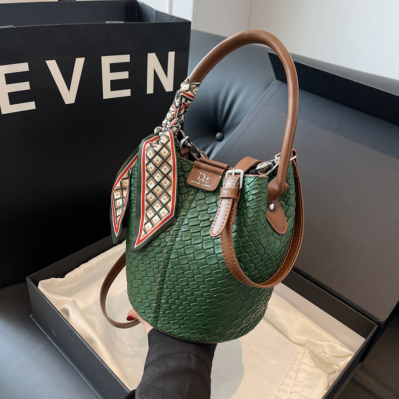 Woven Bucket Shoulder Bag