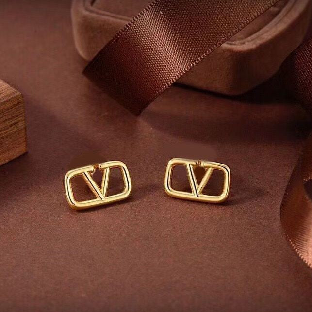 Sterling Silver V-Shape Stud Earrings