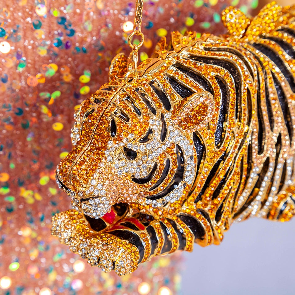 Tiger Rhinestone Clutch